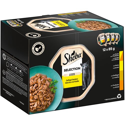  Večkratno pakiranje Sheba različice pladnji 48 x 85 g - Selection v omaki (pi&scaron;čanec in puran; pi&scaron;čanec; perutnina; puran) Cijene