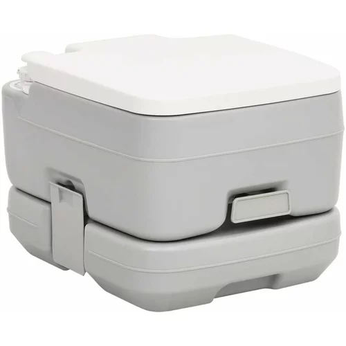  Prijenosni toalet za kampiranje sivo-bijeli 10 + 10 L HDPE