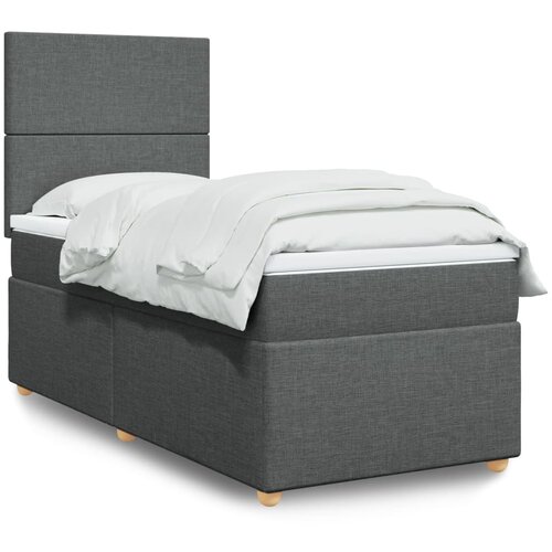 vidaXL Box spring postelja z vzmetnico temno siva 90x200 cm blago Cene