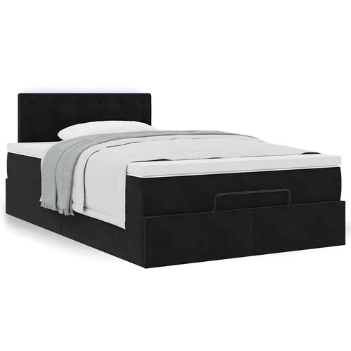 vidaXL Otomanski posteljni okvir z vzmetnico črn 120x190 cm žamet Cene