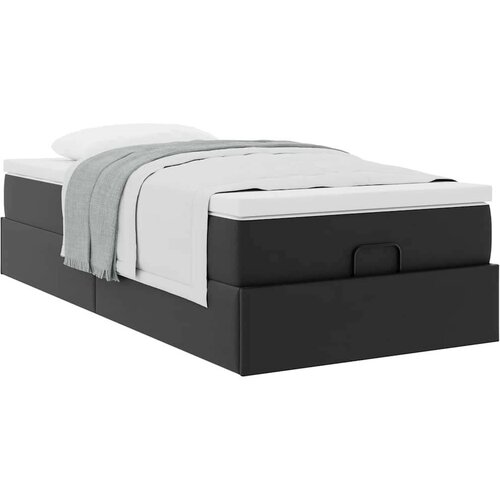 VidaXL otomanski okvir kreveta s madracem crni 100x200cm umjetna koža Slike