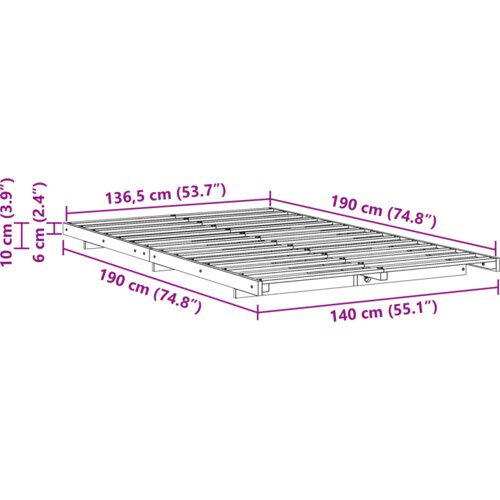 VidaXL krevet s daskama bijelo 140 x 190 cm masivna borovina Slike