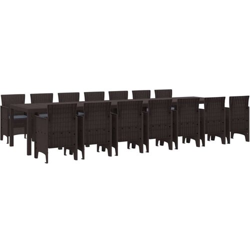  15-dijelni vrtni set za blagovanje s jastučićima smeđi poli ratan vrtni stol smeđi 250x100x73 cm poli ratan vrtni stol smeđi 1 Cene