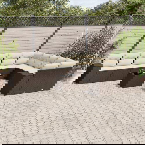 VidaXL 11-dijelni set vrtnih sofa od poliratana s jastucima smeđi Slike