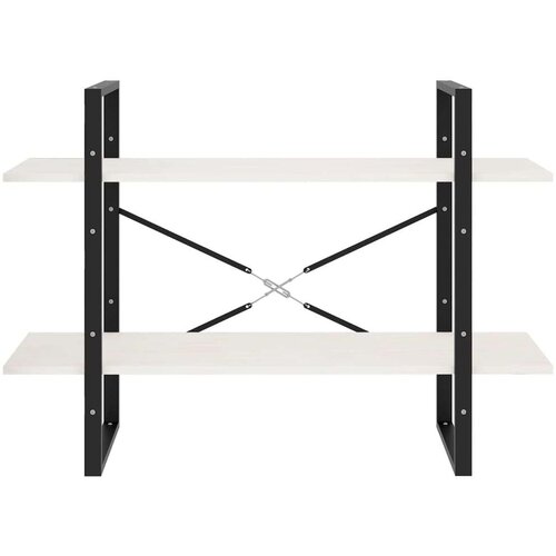  Knjižna omara 2-nadstropna bela 100x30x70 cm trdna borovina, (20705220) Slike