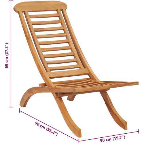  Sklopiva vrtna stolica 50 x 90 x 69 cm od masivne tikovine Slike