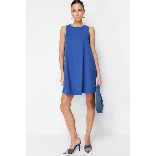 Trendyol Navy Blue Wide Cut Mini Woven Sleeveless Dress Slike