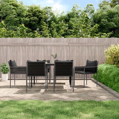VidaXL Vrtne stolice s jastucima 6 kom crne 54x61x83 cm od poliratana Slike