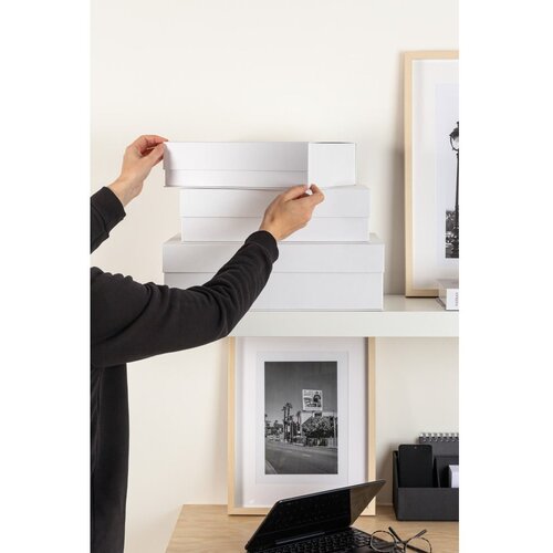 Bigso Bele kartonaste dekorativne &amp;scaron;katle za shranjevanje v kompletu 3 ks s pokrovom 42,5x29,5x13 cm Kian Paper Laminate &amp;ndash; Slike