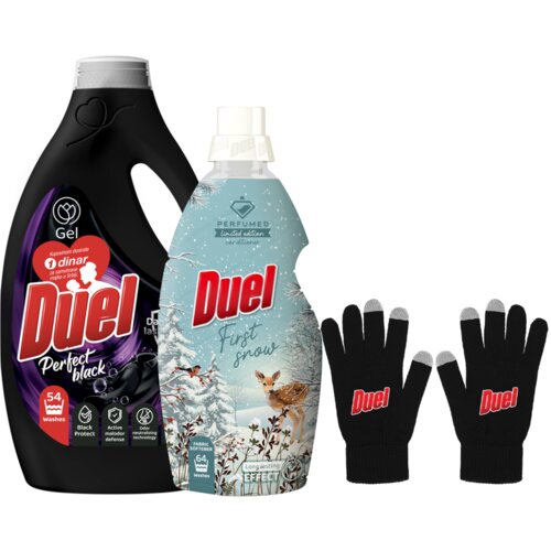 Duel set tečni detrdžent perfect black, 2.45l + omekšivač first snow, 1.6l + rukavice touch glow Cene