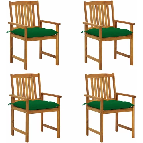  Redateljske stolice s jastucima 4 kom od masivnog drva bagrema