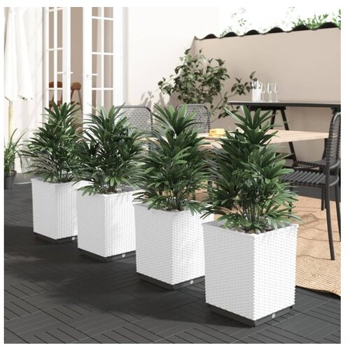 vidaXL Visoki lonci 4 kosi beli 30x30x37 cm polipropilen Cene