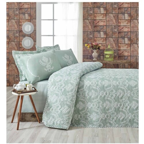 Eponj Home set prošiveni prekrivač i dvije jastučnice Pure Water Green, 200 x 220 cm Cijene