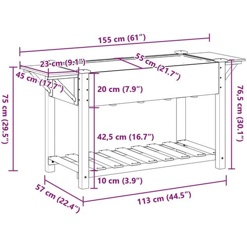 Vrtni saksija s policama 155x59x76 cm Odgovarajući drvo Slike