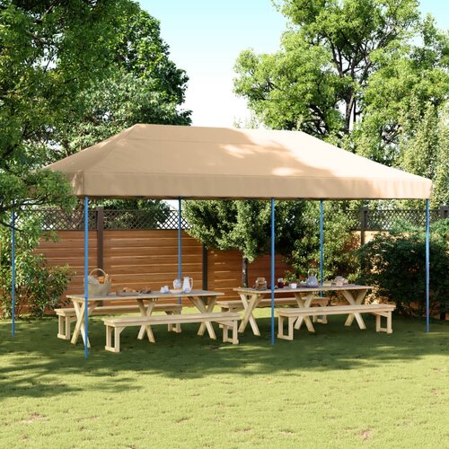 vidaXL Zložljivi pop-up šotor za zabave bež 580x292x315 m Cene