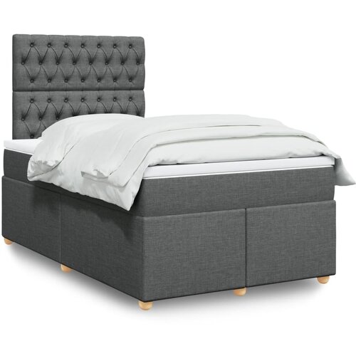 VidaXL Box spring postelja z vzmetnico temno siva 120x200 cm blago Slike