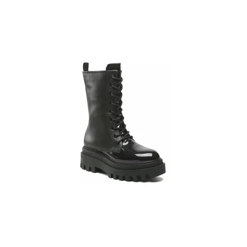 Calvin Klein Jeans Pohodni čevlji Flatform Laceup Boot Patent YW0YW00852 Črna