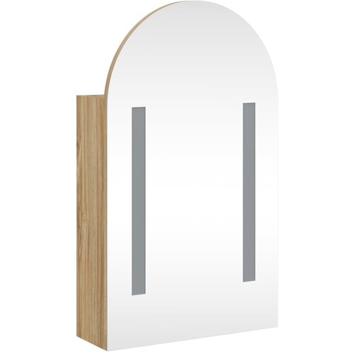  Kupaonski ormarić s ogledalom LED lučni boja hrasta 42x13x70 cm Slike