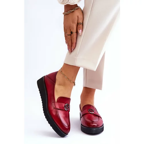 Kesi Women's Leather Wedge Moccasins Red Synthia