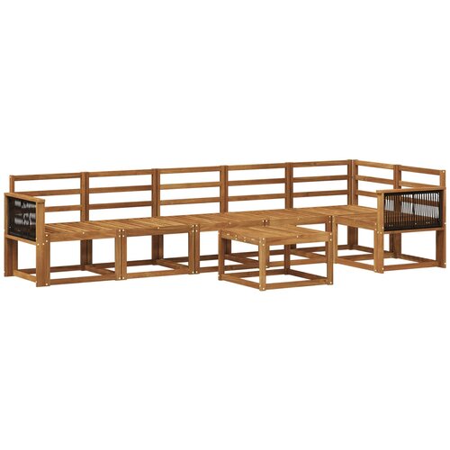 VidaXL Zunanja garnitura za sedenje 7 pcs Naravna Masiven les akacije, (5000279981) Slike