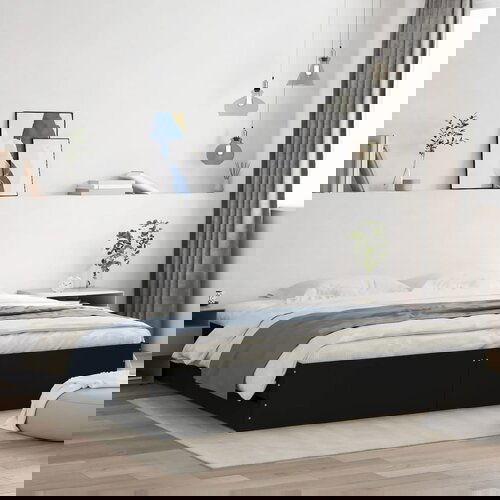 VidaXL Posteljni okvir s predali črn 200x200 cm inženirski les Slike