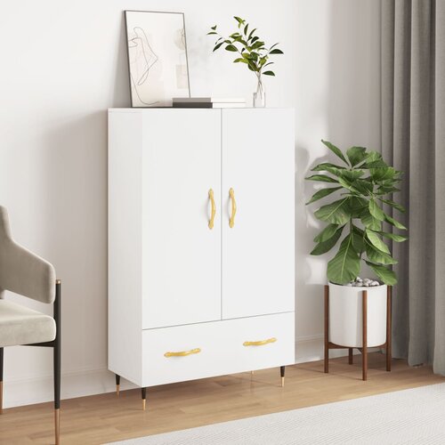 vidaXL Visoka omara bela 69,5x31x115 cm inženirski les Cene