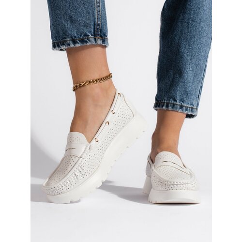 GOODIN Stylish white women's loafers Cene