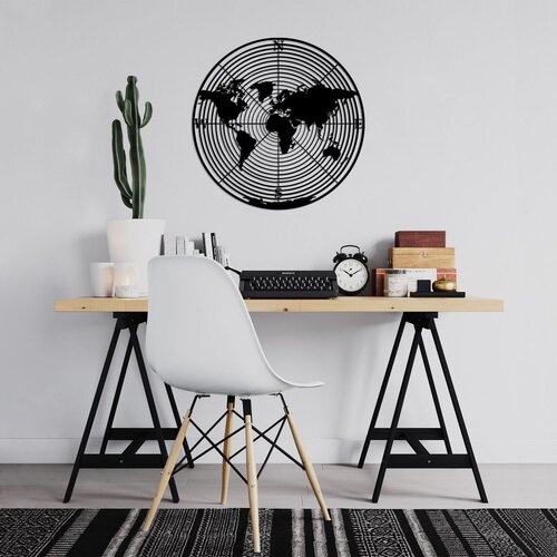 Wallity Zidna dekoracija World Map 9, 68 x 68 cm, Crna Cene
