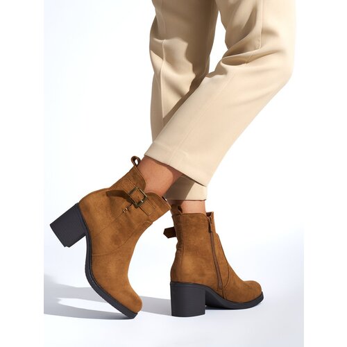 Shelvt Brown women&amp;#039;s ankle boots on a heel Slike