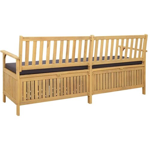  Klupa za pohranu s jastukom s pohranom s vratima - Svjetli akacija i tamno siva 170 x 63 x 84 cm Slike