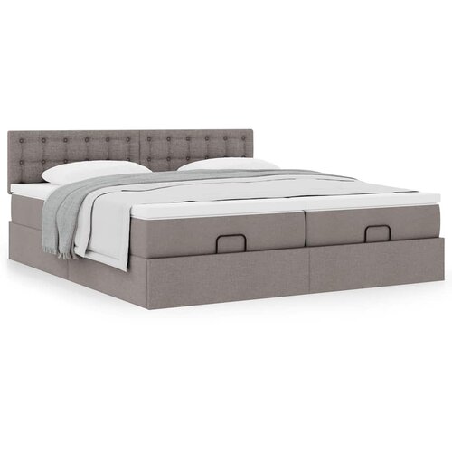vidaXL Otomanski posteljni okvir z vzmetnicami taupe 180x200 cm blago Cene