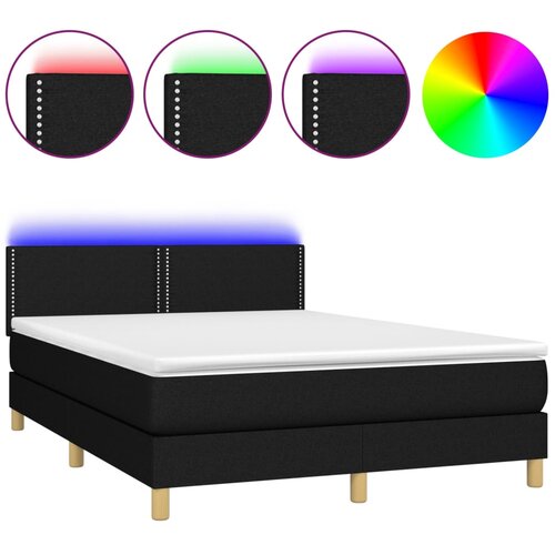 Maison Chic Box spring postelja - Vzmetna postelja z vzmetnico LED črna 140x200 cm blago SL22534, (21891800) Cene