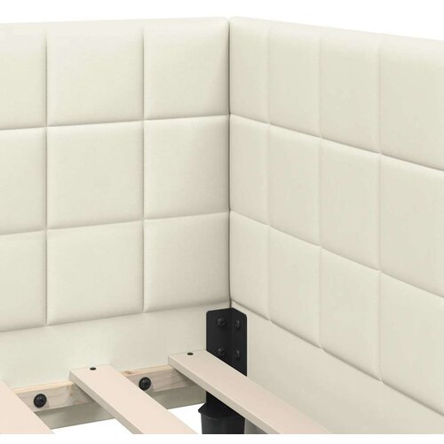 VidaXL kutni okvir kreveta s uzglavljem krema 80 x 200 cm bar&amp;scaron;un Slike