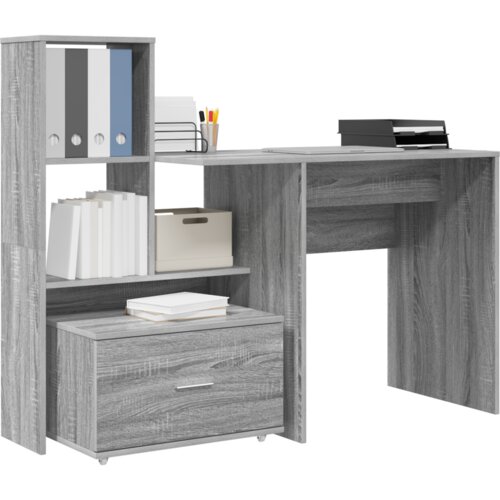 VidaXL Stol Sivi hrast sonoma 131.5 x 50 x 106.5 cm Konstruirano drvo Slike