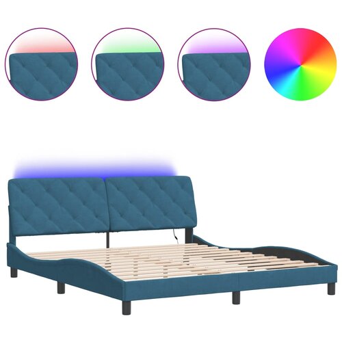 Maison Chic Posteljni okvir - Dvoposteljna postelja - Zakonska postelja z LED lučkami moder 180x200 cm žamet, (21694544) Cene