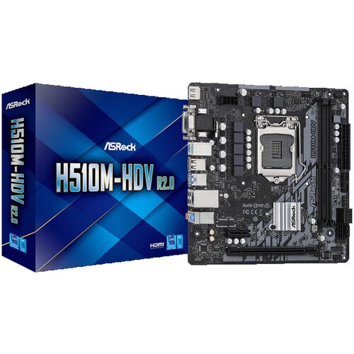 AsRock Main Board Desktop H510M-HDV (H510, S1200, 2xDDR4, 1xPCIe 4.0x16, 1xPCIe 3.0x1, 4xSATA3, 4xUSB3.2 Gen1, VGA, DVI-D, HDMI, GLAN, mATX Cene