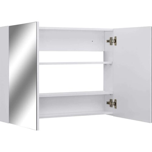 VidaXL Kupaonski ormarić s ogledalom bijeli 80 x 15 x 60 cm MDF Slike