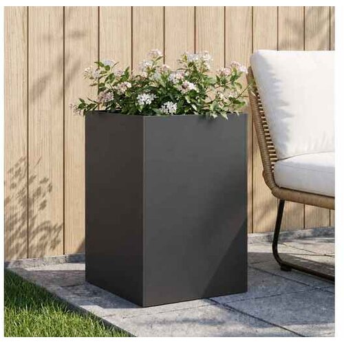 vidaXL Vrtna saksija Crna 40 x 40 x 75 cm Čelična vrata - Crna 40 x 40 x 75 cm 1 Cene