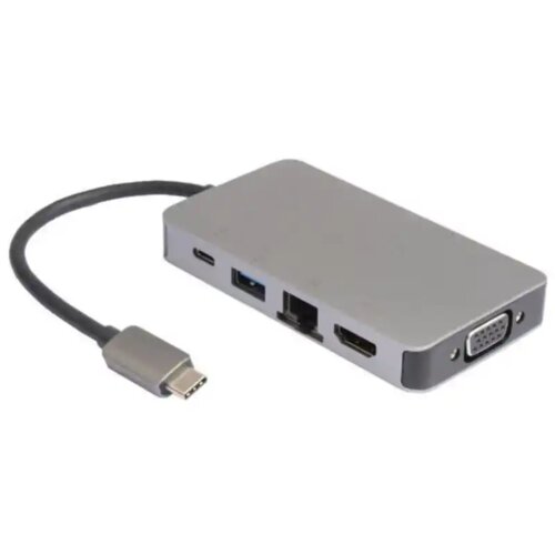 E-green Adapter konverter USB Tip C 3.1 - HDMI/VGA/2xUSB 3.0/RJ45/Tip C Cene