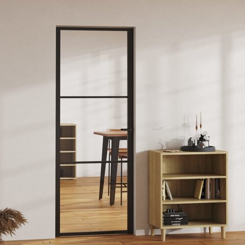 Furnova Notranja vrata ESG steklo in aluminij 76x201,5 cm črna, (21944565) Cene