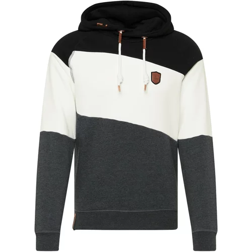 INDICODE JEANS Sweater majica 'Pessac' antracit siva / crna / bijela