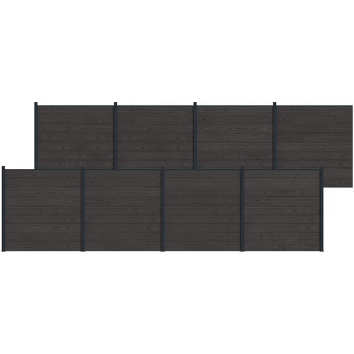 PANEL ograde 8 pcs WPC i aluminij Crna Cene