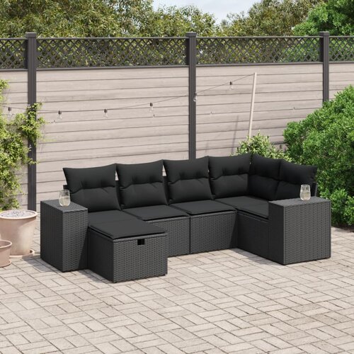 vidaXL 6-dijelni set vrtnih sofa s jastucima crni od poliratana Cijene