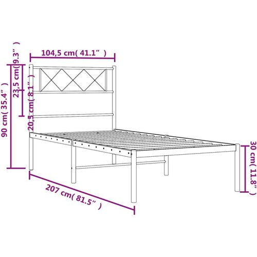 vidaXL Kovinski posteljni okvir z vzglavjem bel 100x200 cm Cene