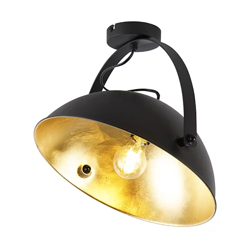 QAZQA Industrijska stropna svetilka črna z zlato nastavljivo - Magnax