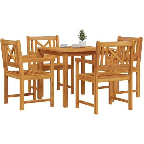  Vrtni set za objed 5 kom. Smeđa Čvrsto drvo akacije 85 x 85 x 74 cm Slike