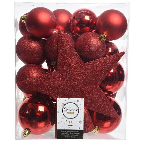  kuglica za božićno drvce (33 kom., null, otporno na lom, crvene boje) Cijene