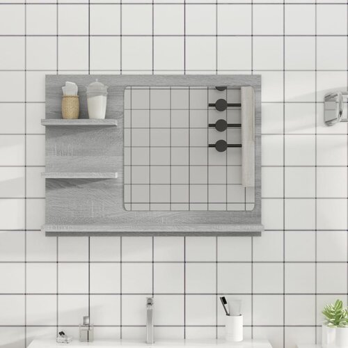 vidaXL Kupaonsko ogledalo boja sivog hrasta 60 x 10,5x 45 cm drveno Cijene