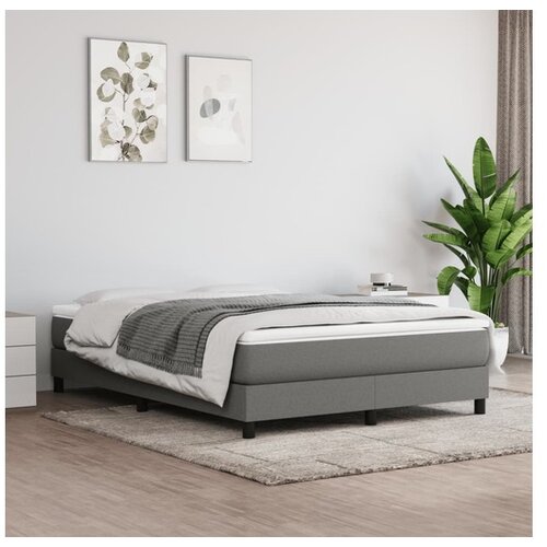  Box spring postelja z vzmetnico temno siva 140x200 cm blago Cene