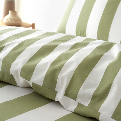 Catherine Lansfield Zelena/kremno bela enojna posteljnina 135x200 cm Cove Stripe &amp;ndash; Slike
